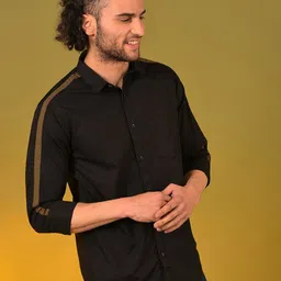 Campus Sutra Men Black Solid Classic Cotton Casual Shirt-picture-14