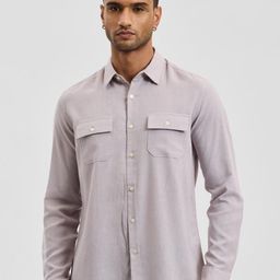 Snitch Men Classic Spread Collar Solid Casual Shirt-image-99