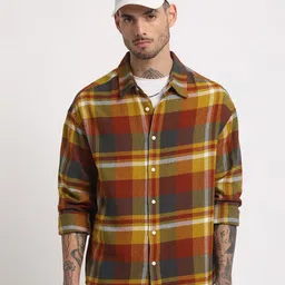 THE BEAR HOUSE Checked Flannel Casual Pure Cotton Shirt-image-15