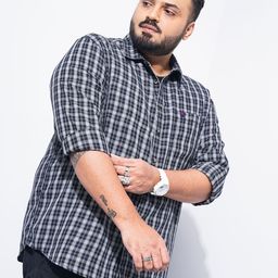 HARDSODA Checked Spread Collar Casual Shirt-46