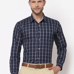 ASCIIBLUES Opaque Checked Cotton Formal Shirt-image-98