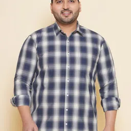 John Pride Plus Size Checked Cotton Casual Shirt-image-19