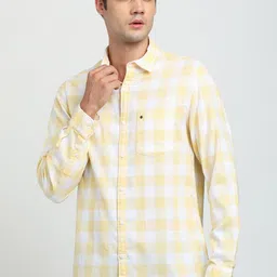 Turtle Men Gingham Checked Spread Collar Casual Shirt-image-65