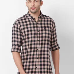 GIORDANO Gingham Checked Button-Down Collar Slim Fit Pure Cotton Casual Shirt-image-42