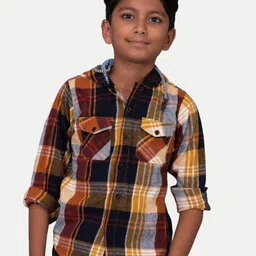 BAESD Boys Tartan Checked Hooded Cotton Casual Shirt-image-58
