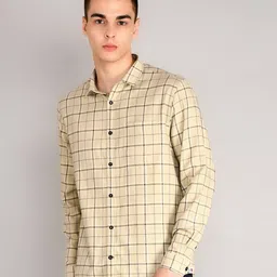 TIM PARIS Standard Tartan Checked Cotton Casual Shirt-image-45