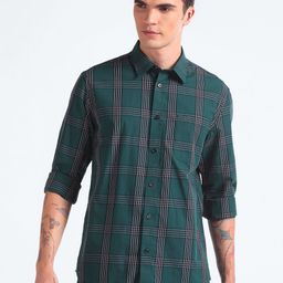Flying Machine Tartan Checked Pure Cotton Casual Shirt-picture-22