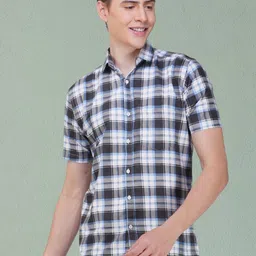 BASE 41 Men Slim Fit Tartan Checks Opaque Checked Casual Shirt-image-99