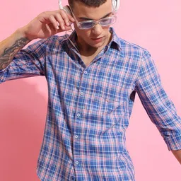 HIGHLANDER Slim Fit Tartan Checks Opaque Checked Casual Shirt-picture-46
