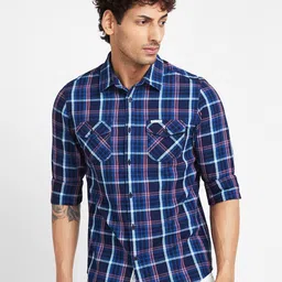 Being Human Slim Fit Tartan Checked Casual Shirt-image-45