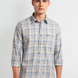Arrow Sport Slim Fit Tartan Checks Twill Weave Cotton Casual Shirt-image-36