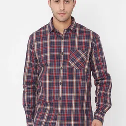 METTLE Men Maroon Tartan Checks Opaque Cotton Casual Shirt-image-21