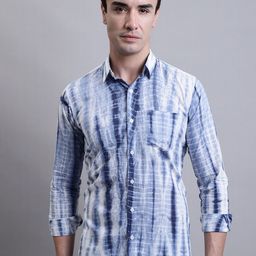Pistaa Relaxed Slim Fit Striped Dyed Pure Cotton Casual Shirt-image-100