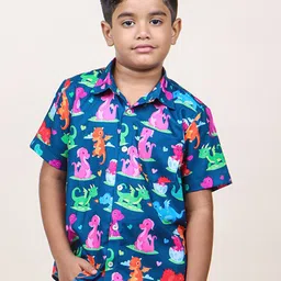 Jilmil Boys Printed Spread Collar Cotton Casual Shirt-image-17