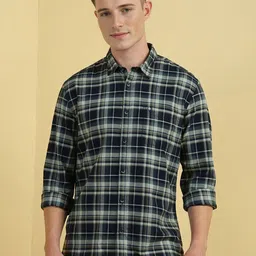 Allen Solly Men Custom Spread Collar Tartan Checked Cotton Casual Shirt-picture-45
