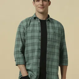 Allen Solly Men Custom Spread Collar Tartan Checked Cotton Casual Shirt-picture-44