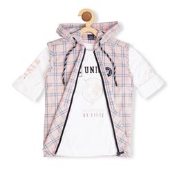 CAVIO Boys Comfort Checked Hooded Cotton Hooded Shirt with T-Shirt-image-69