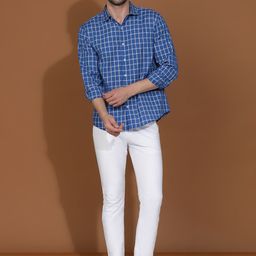 Kotty New Grid Tattersall Checks Spread Collar Casual Shirt-image-67