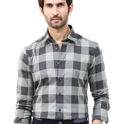 RARE RABBIT Classic Buffalo Checked Cotton Casual Shirt-image-34