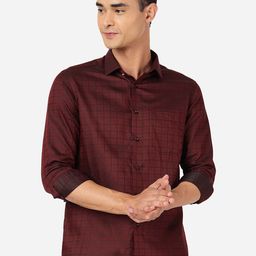 Greenfibre Slim Fit Opaque Checked Pure Cotton Casual Shirt-picture-49