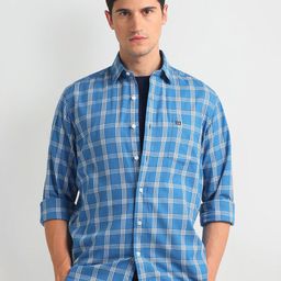 Arrow Sport Slim Fit Checked Twill Weave Pure Cotton Casual Shirt-picture-17