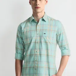 Arrow Sport Slim Fit Checked Pure Cotton Twill Casual Shirt-picture-14