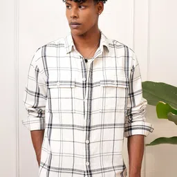 Locomotive Mocklino Dobby Textured Checked Oversized shirt-image-54