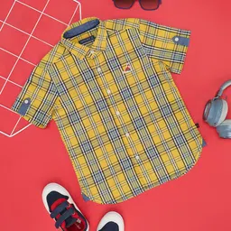 Pantaloons Junior Boys Tartan Checked Pure Cotton Casual Shirt-image-60