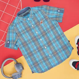 Pantaloons Junior Boys Tartan Checked Pure Cotton Casual Shirt-image-56