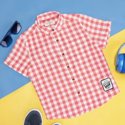 Pantaloons Junior Boys Checked Spread Collar Short Sleeves Cotton Casual Shirt-image-88