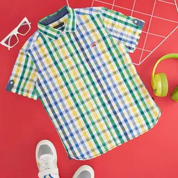 Pantaloons Junior Boys Tartan Checked Pure Cotton Casual Shirt-image-57