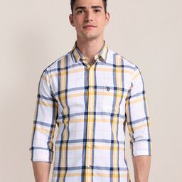 U.S. Polo Assn. Checked Spread Collar Cotton Casual Shirt-image-31