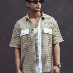 Powerlook India Slim Oversized Checked Pure Cotton Casual Shirt-image-91