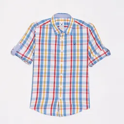 Allen Solly Junior Boys Slim Fit Spread Collar Tartan Checked Cotton Casual Shirt-picture-40