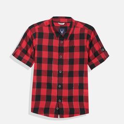 Allen Solly Junior Boys Spread Collar Windowpane Checked Cotton Slim Fit Casual Shirt-picture-40