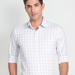 Arrow Checked Spread Collar Pure Cotton Formal Shirt-picture-33