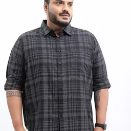 HIGHLANDER Men Plus size Regular Fit Tartan Checked Casual Shirt-picture-3