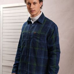 LOCOMOTIVE Premium Dobby Textured Checked Utility Pocket Overshirt-image-35