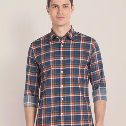 U.S. Polo Assn. Spread Collar Tartan Checked Pure Cotton Casual Shirt-picture-14
