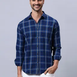 HJ HASASI Slim Fit Tartan Checked Cotton Casual Shirt-image-101