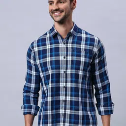 HJ HASASI Slim Fit Tartan Checked Cotton Casual Shirt-image-99