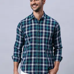 HJ HASASI Slim Fit Tartan Checked Cotton Casual Shirt-image-100