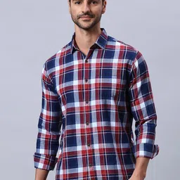 HJ HASASI Slim Fit Tartan Checked Cotton Casual Shirt-image-102