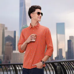 BEAT LONDON by PEPE JEANS Men Red Classic Slim Fit Checked Casual Shirt-image-80
