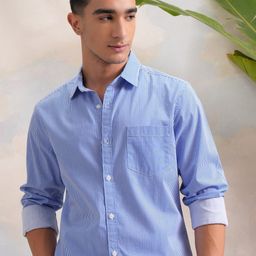 HIGHLANDER Classic Slim Fit Vertical Striped Spread Collar Cotton Casual Shirt-picture-40