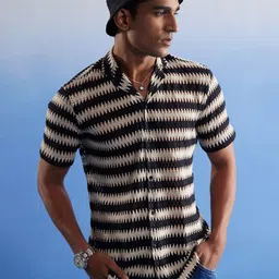 SHVAAS by VASTRAMAY Men Knitted Cotton Casual Crochet Shirt-image-98