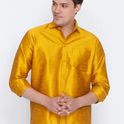 VASTRAMAY Men Mustard Yellow Premium Casual Shirt-image-37