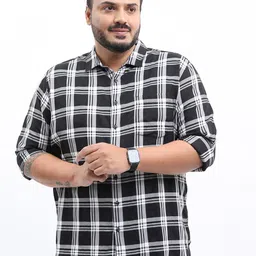 HIGHLANDER Men Plus Size Tartan Checks Casual Shirt-image-33
