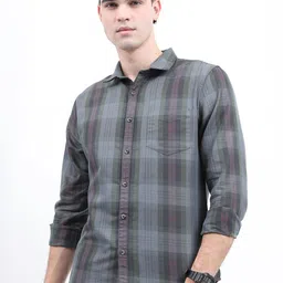 KETCH Men Cotton Slim Fit Tartan Checks Casual Shirt-image-93