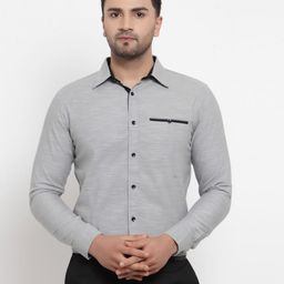 Purple State Men Grey Slim Fit Formal Shirt-image-37